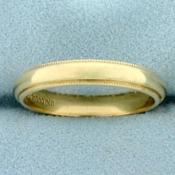 Mens Milgrain Beaded Edge Wedding Band Ring in 14K