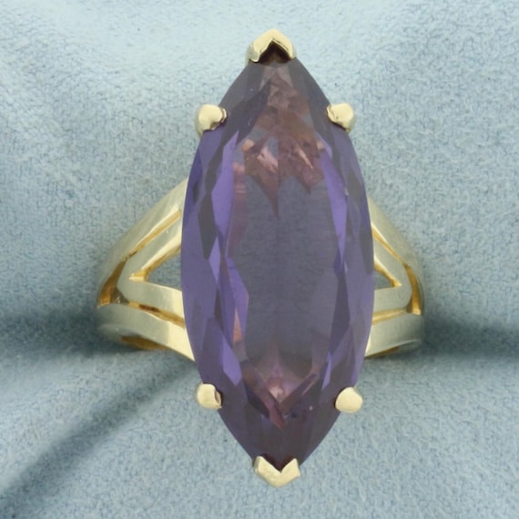 Large Lab Alexandrite Solitaire Statement Ring in… - image 1