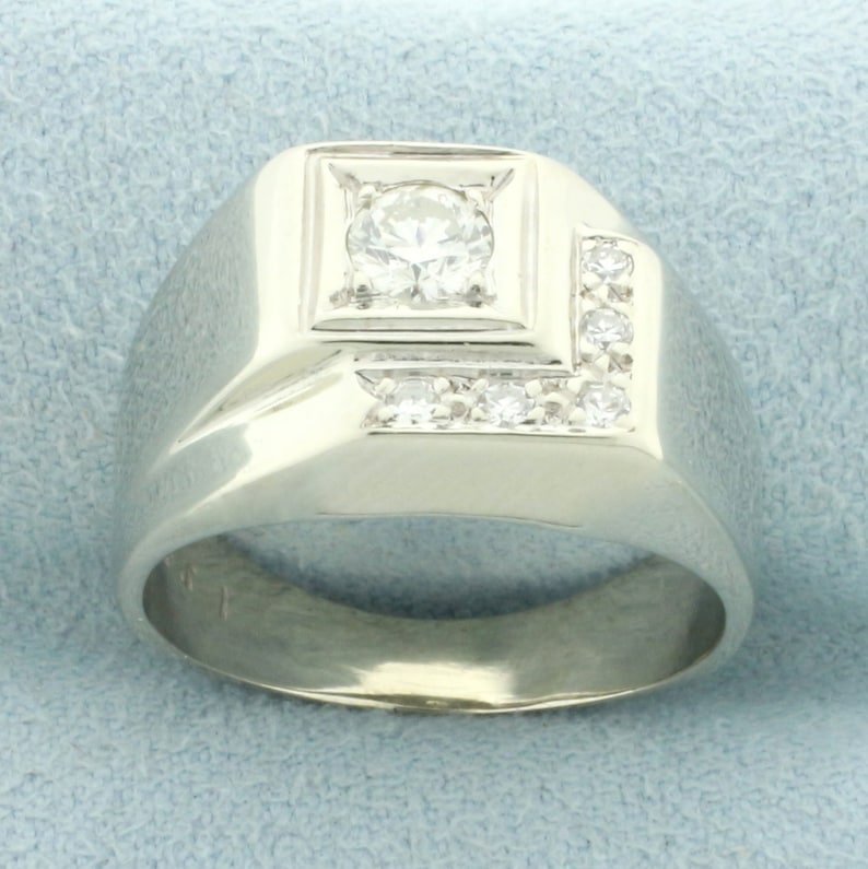 Diamond Geometric Design Ring in 14k White Gold image 1