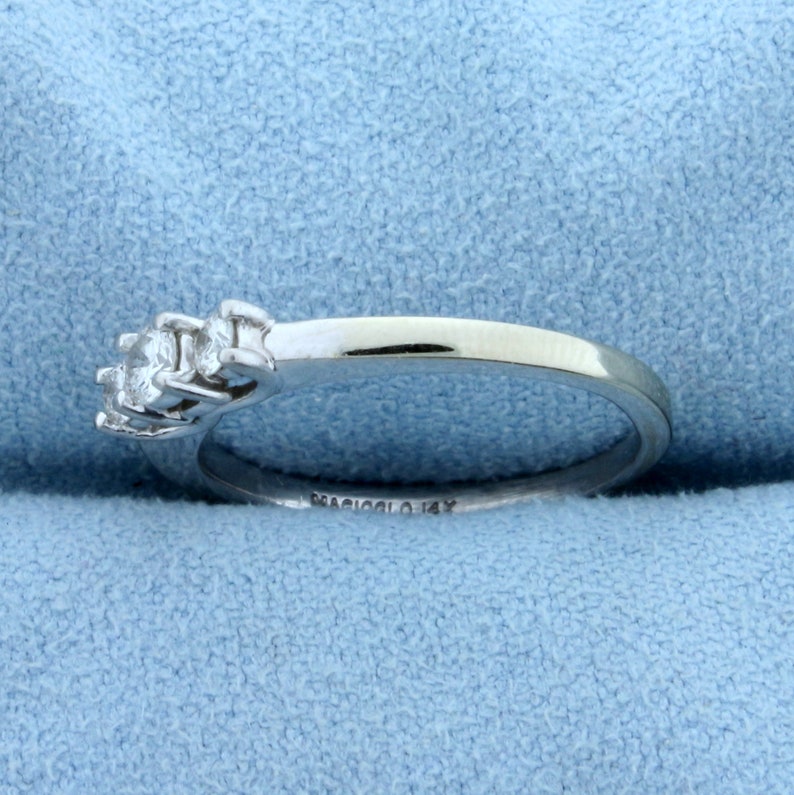 14ct TW Three-Stone Diamond Anniversary or Wedding Ring in 14K White Gold and Platinum