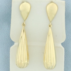 Teardrop Dangle Drop Earrings in 14k Yellow Gold