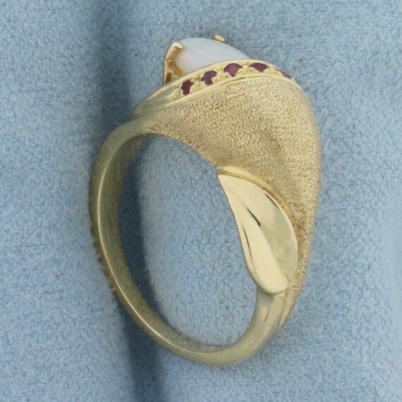 Opal and Ruby Ring in 14k Yellow Gold - image 3