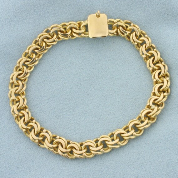 Heavy Double Loop Charm Bracelet in 18k Yellow Go… - image 1