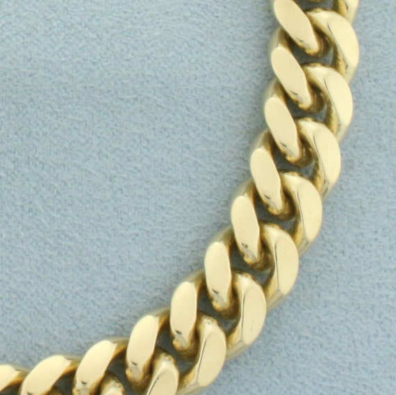 Mens Heavy Curb Link Bracelet in 14k Yellow Gold - image 2