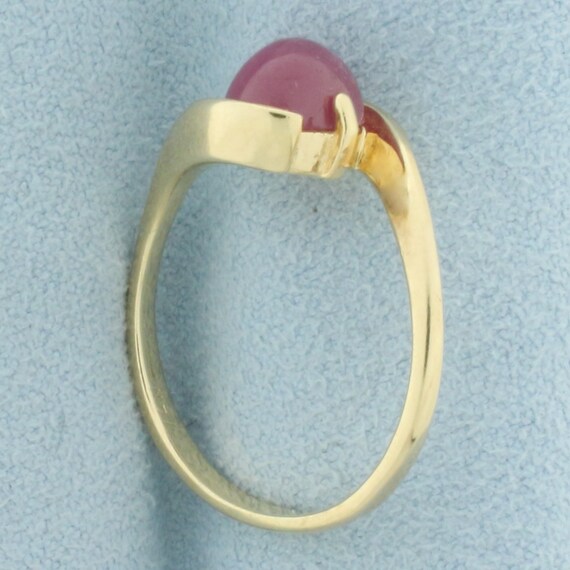 Natural Cabochon Ruby Bypass Ring in 14k Yellow G… - image 3