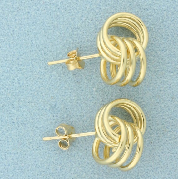 Unique Knot Design Earrings in 14K Yellow Gold - image 1