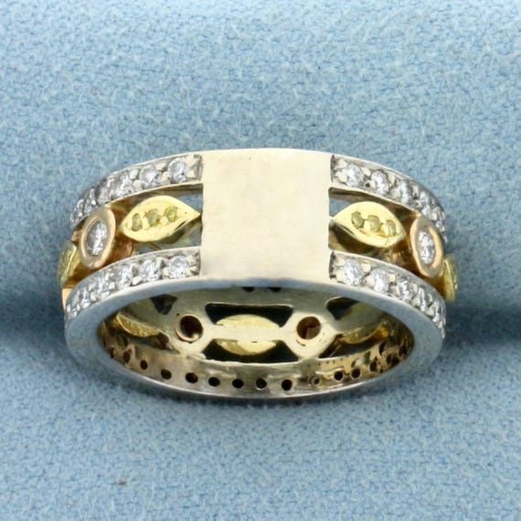 18Kホワイト、ローズ、イエローゴールドのワイドイエロー＆ホワイト 