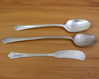 Oneida Heirloom Damask Rose Sterling Silver Flatware Set of 3