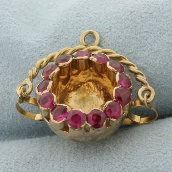 Ruby Cauldron Pendant or Charm in 14k Yellow Gold - image 2