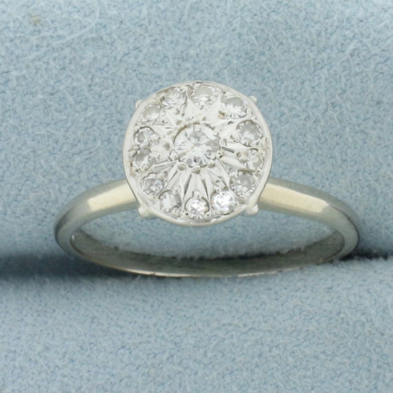 Pave Diamond Disc Design Ring in 14k White Gold - image 1