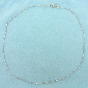 Collar de eslabones curvos de 16 pulgadas con cuentas de bola en oro blanco de 18 k imagen 1