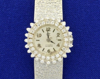 Antique Women's Diamond Watch in 18K White Gold