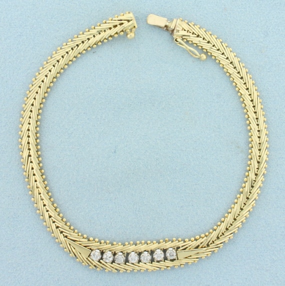 Diamond Designer Link Bracelet in 14k Yellow Gold - image 1