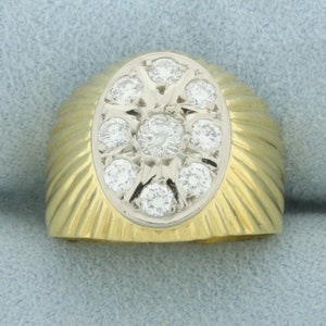 Italian Diamond Bulls Eye Target Design Ring in 18k Yellow Gold