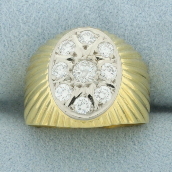 Italian Diamond Bulls Eye Target Design Ring in 1… - image 1