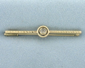 Antike alte Schliffdiamant Brosche in 585er Gelbgold