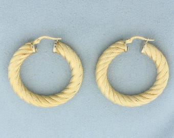 Italian Rope Hoop Earrings in 18k Yellow Gold