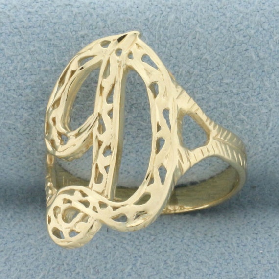 D Initial Ring in 14k Yellow Gold - image 2