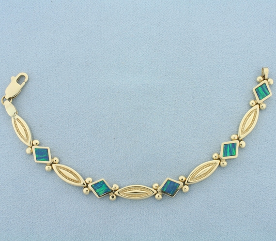 Opal Inlay Bracelet in 14k Yellow Gold - image 1