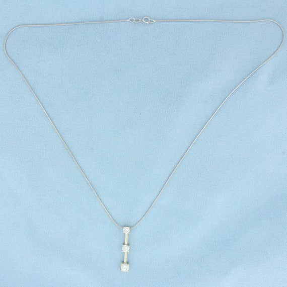 3ストーン ネックレス 14K ITALY Italian Diamond Past Present Future 3 Stone Necklace in 14k White