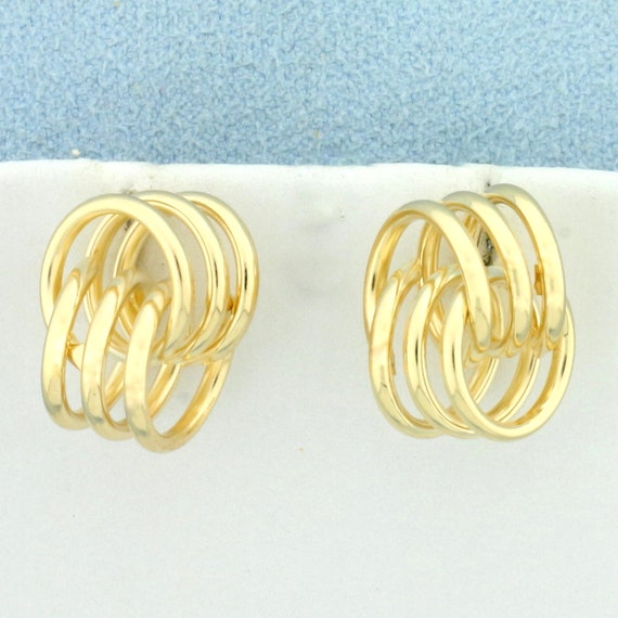 Unique Knot Design Earrings in 14K Yellow Gold - image 2