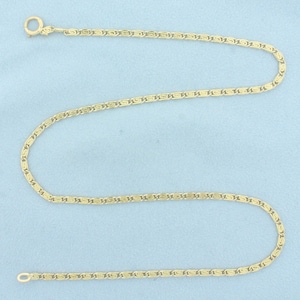 16 Inch Designer Swirl Link Chain Necklace in 14k Yellow Gold