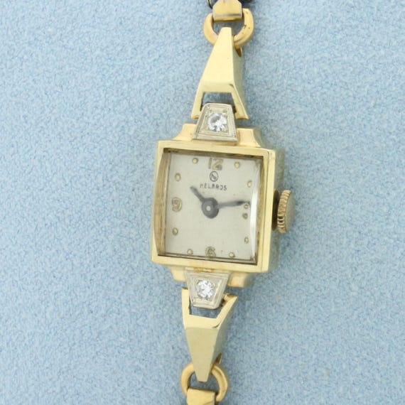 Antique Helbros Diamond Ladies Watch in 14k Yellow Gold Case  display picture 1