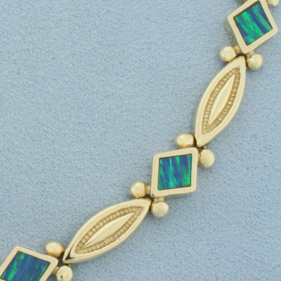 Opal Inlay Bracelet in 14k Yellow Gold - image 2