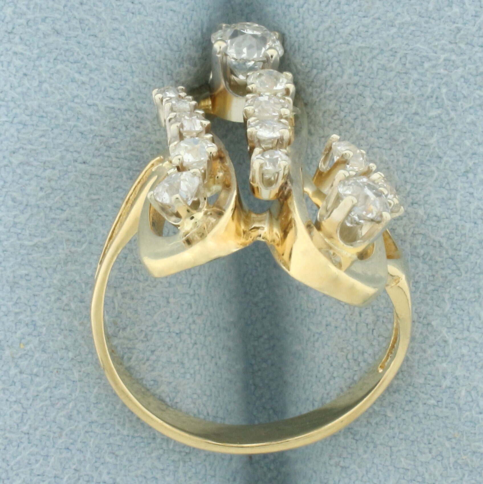 Antique Diamond Abstract Design Swirl Ring in 14k Yellow Gold - Etsy
