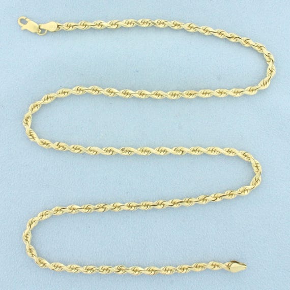 JewelryAffairs Royal - Collana a catena con maglia a corda, intagliata al diamante, in oro giallo 14k, spessore 2 mm, oro giallo, colore: Gold