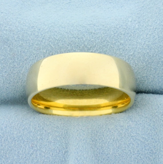 Wide Men's Wedding Band Ring in 18K Yellow Gold