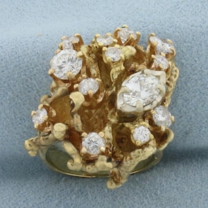 Diamond Nugget Statement Ring in 18k Yellow Gold