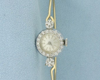 Vintage Ladies Lucian Piccard Diamond Dress Watch in 14k Yellow and White Gold