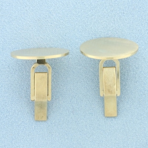 Vintage Engravable Disc Cuff Links in 14K Yellow Gold