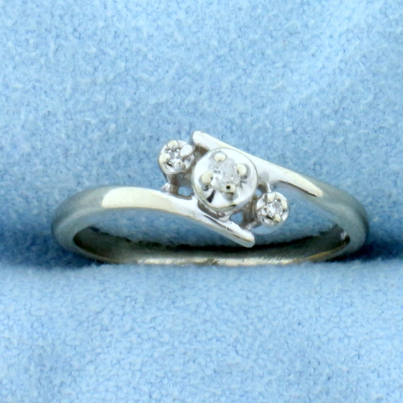 Three-Stone Diamond Wedding or Anniversary Ring in 14K White Gold