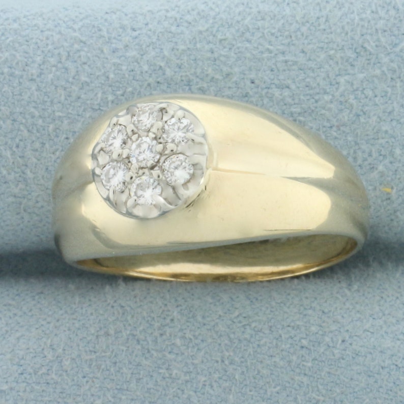 Men's Diamond Target Design Ring in 14k Yellow Gold Etsy Australia