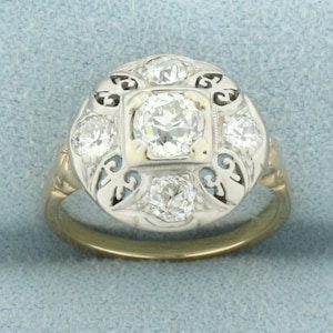Antique Old European Cut Diamond Victorian Ring in 14k Yellow Gold
