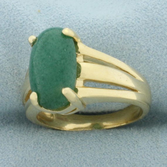 Jade Solitaire Statement Ring in 14k Yellow Gold - image 2