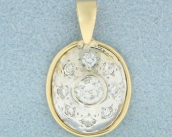 Vintage Diamond Pendant in 14k Yellow and White Gold