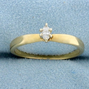 Vintage Marquise Solitaire Diamond Engagement Ring in 14K Yellow Gold