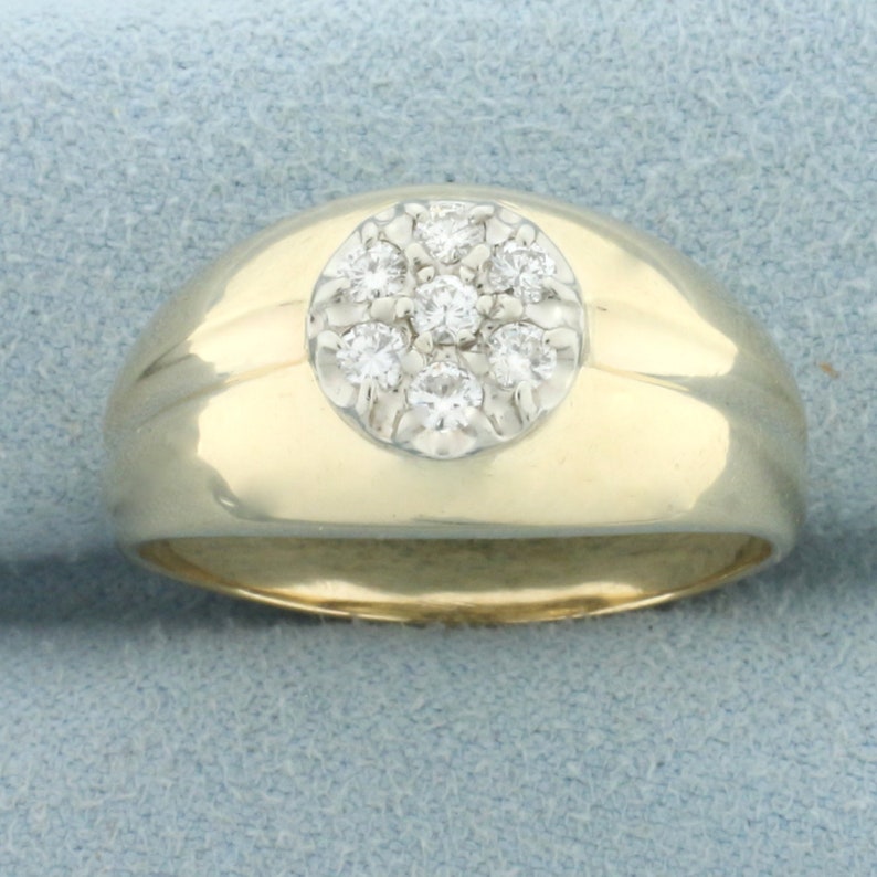 Men's Diamond Target Design Ring in 14k Yellow Gold Etsy Australia