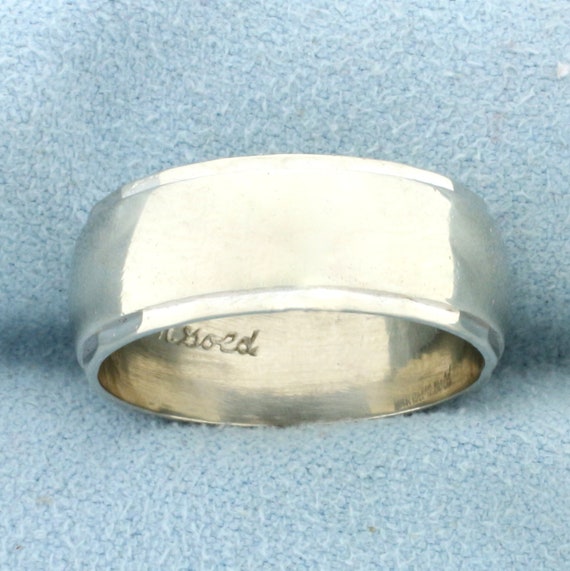 Wide 8mm Wedding Band Ring in 14K White Gold - image 1
