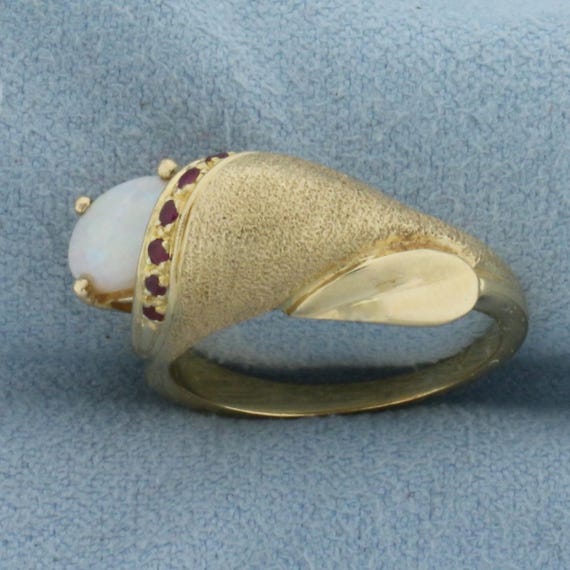 Opal and Ruby Ring in 14k Yellow Gold - image 2