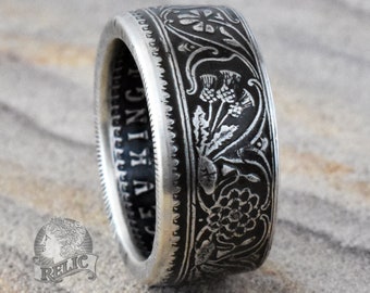 British-India Silver Rupee Coin Ring (91.7% silver)