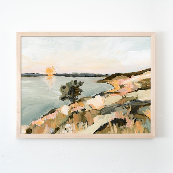 San Juan Island Art Print: Coastal Landscape Painting, Washington Wall Decor