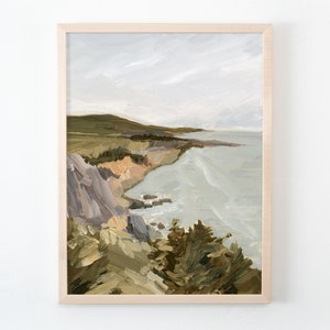 California Coastal Fine Art Print of Original Painting, 'Big Sur' Landscape Wall Art & Home Decor, Vertical Canvas Paper Print