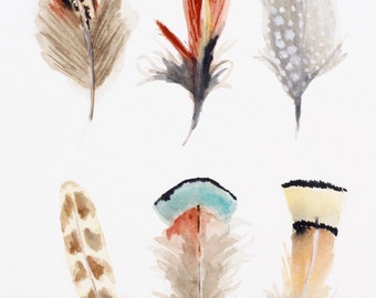 Spotted Feather Original Watercolor Painting // Original Art