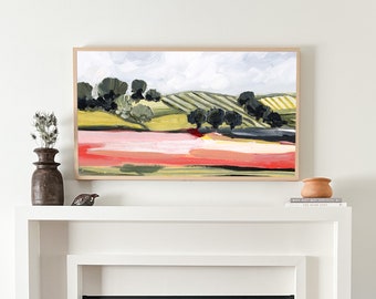 RED FIELDS Samsung Frame TV Art from Original Fine Art, Digital Download