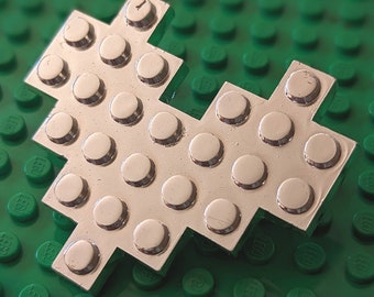 Lego Herz Anstecknadel (Silber)