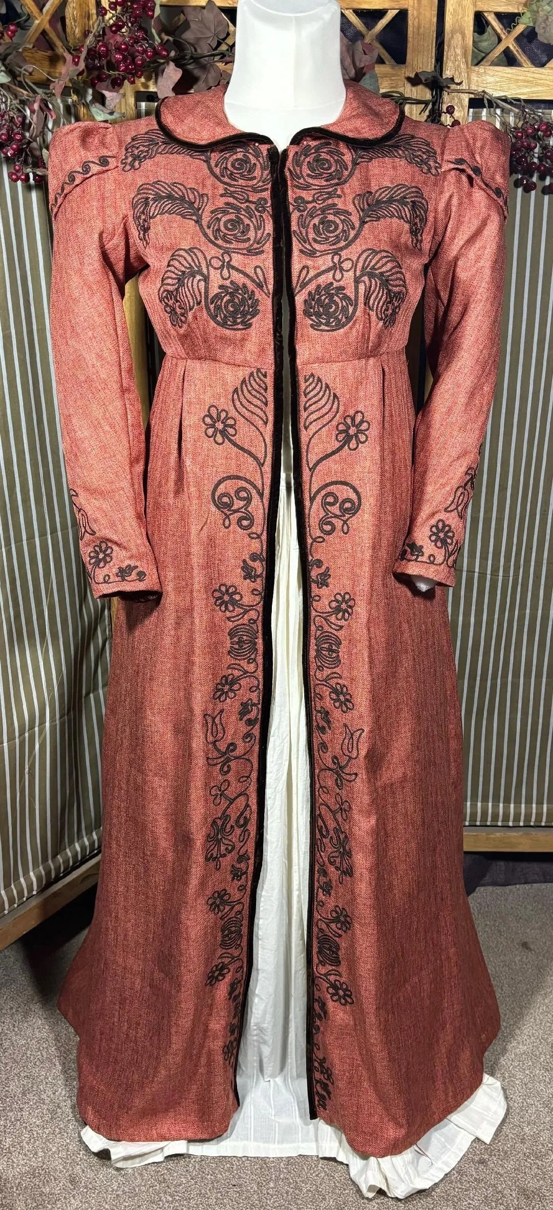 Ladies Regency Style Embroidered Pelisse. Museum Replica 19th Century Coat.  Jane Austen Costume 